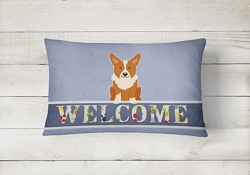 Miniatura 2 de Caroline's Treasures BB5681PW1216 Corgi - Almohada decorativa de tela de lona de bienvenida, lavable a máquina, para interiores y exteriores, para