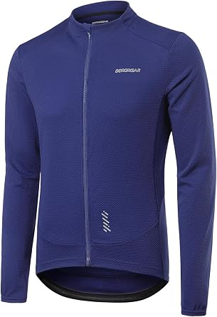 BERGRISAR Mens Long Sleeve Cycling Jersey Spring Fall Road Bike Shirt Biking Bicycle Mountain Bike Jersey