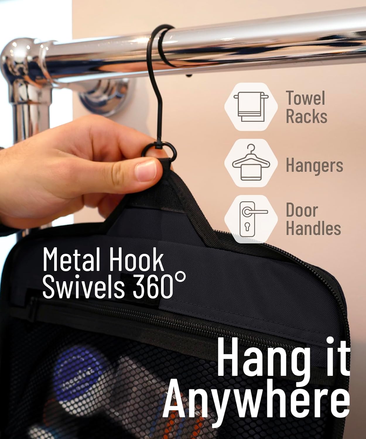 D&D Wanderlust D&D Hanging Travel Toiletry Bag for Men and Women – Cosmetics, Makeup and Toiletries Organizer Kit with 10 Compartments - Image 4