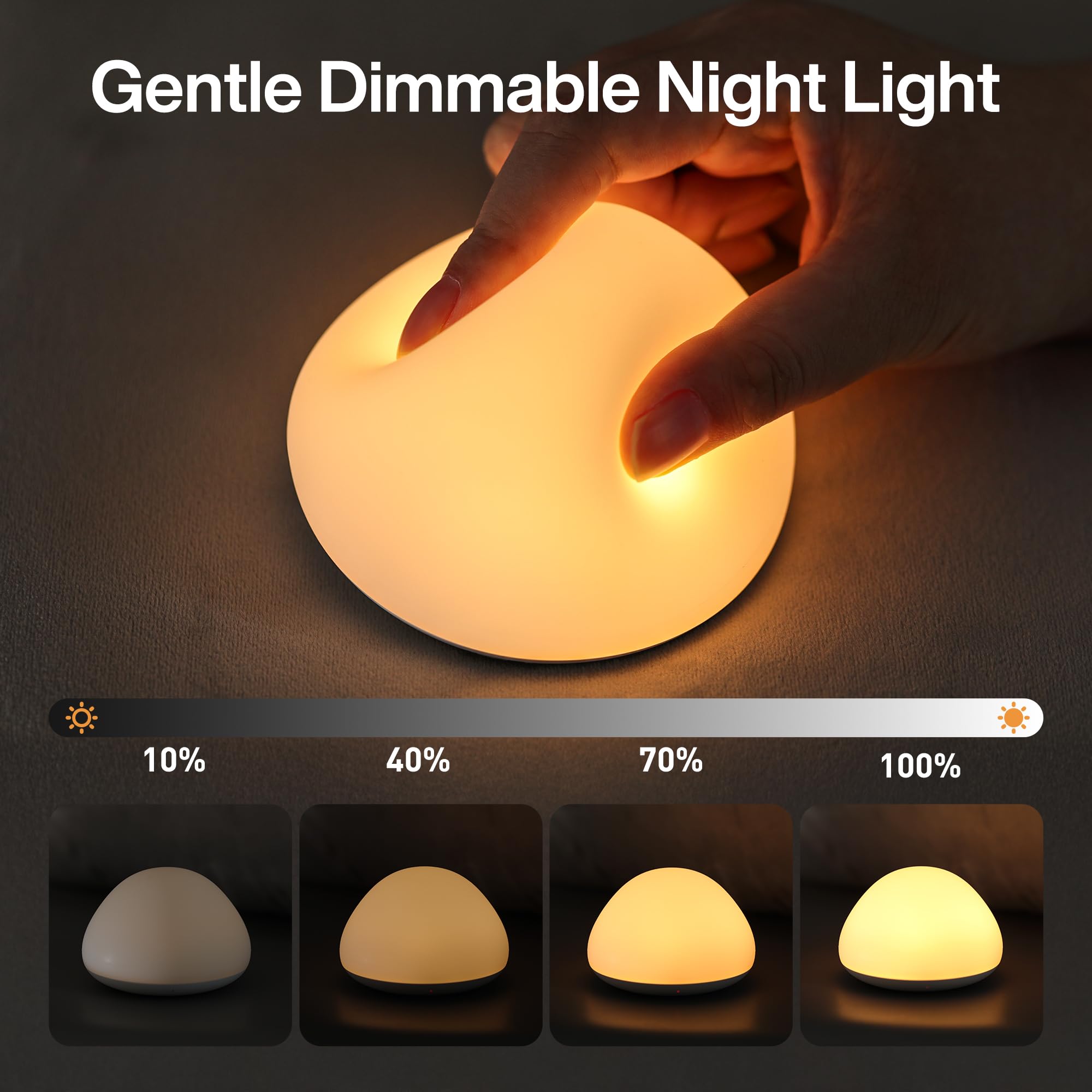 JolyWell Baby Night Light for Nursery Soft Silicone Tap Control Night Lamp with 8 Color Changing - Image 2