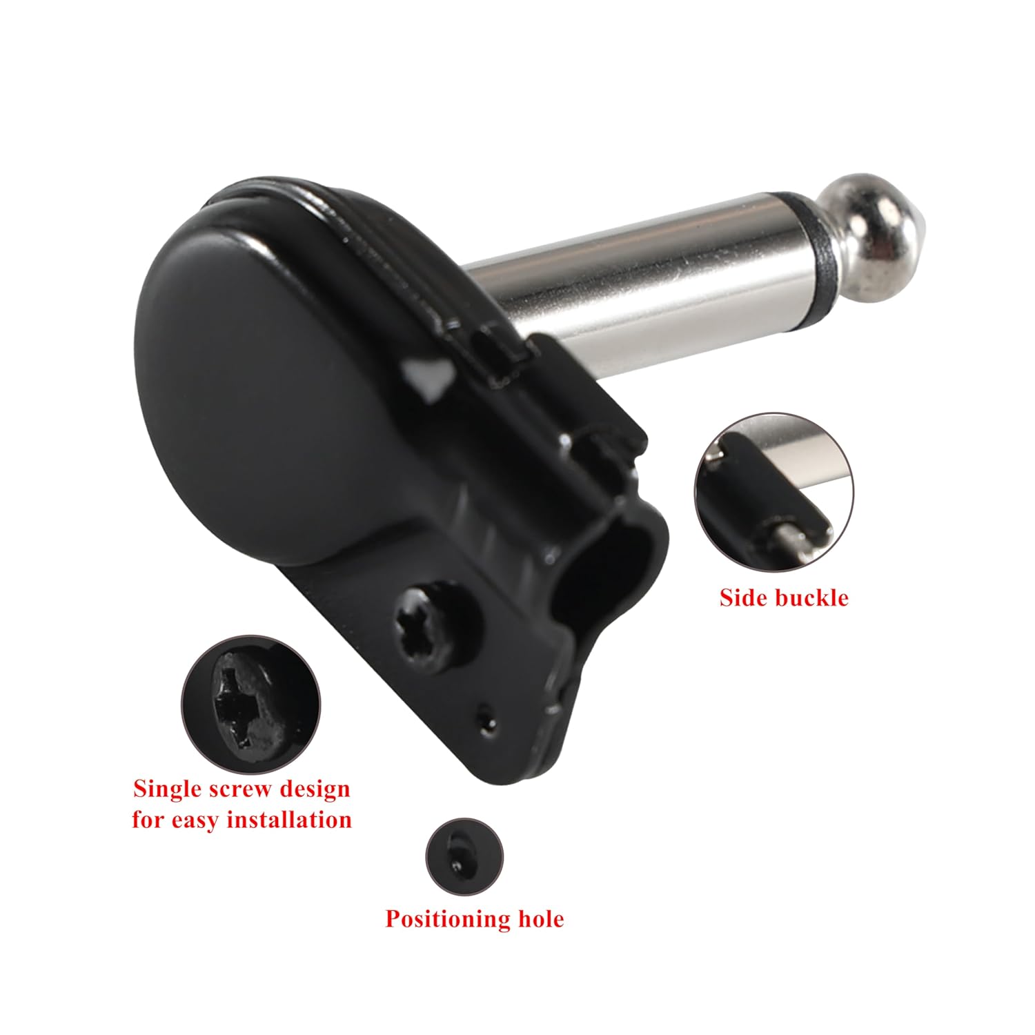 ALL4PRO Single Screw Mini Nickel Black Plating Right Angle Audio 6.35mm 1/4 TS Jack Connector with Insulating Paper (X301BK)- 10 Pack