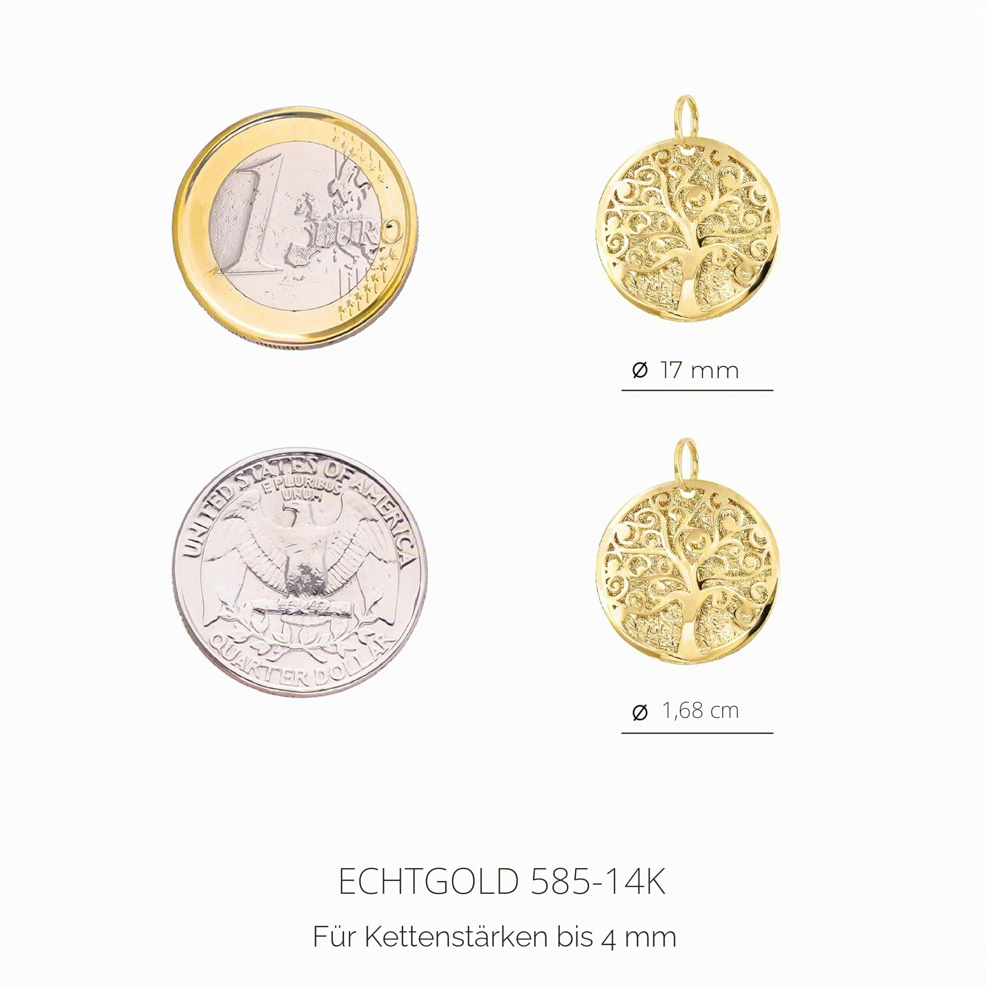 forme di Lucchetta Baum des Lebens Anhänger 14K Gelbgold 585
