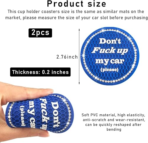 Miniatura 8 de 4 posavasos brillantes para automóvil, 2.75 pulgadas, antideslizantes, para inserción, universal, con diamantes de imitación de cristal, accesorios
