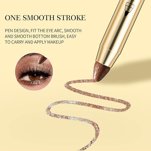 Miniatura 3 de Yovimak Lápiz de sombra de ojos de doble cabeza impermeable con purpurina lápiz de sombra de ojos impermeable pluma de sombra de ojos hipoalergénica