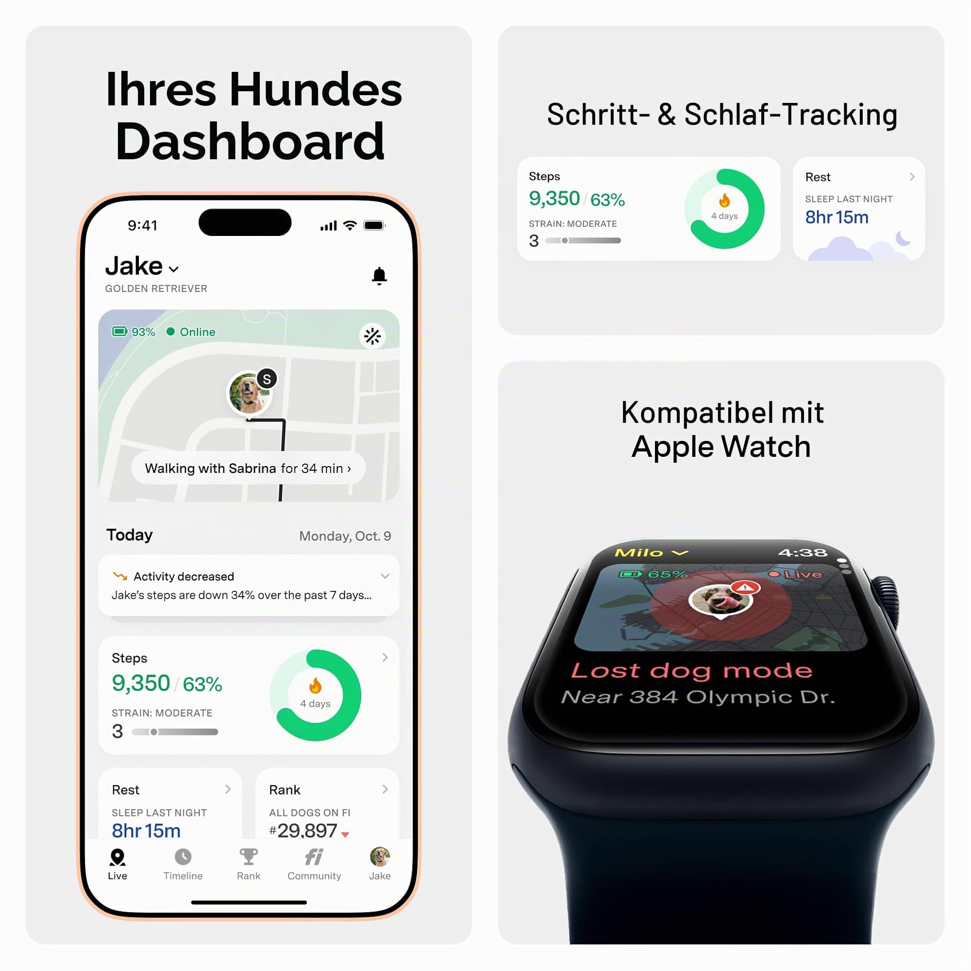 Fi GPS-Hundehalsband und Tracker, Serie 3+, 12-Mo Mitgliedschaft inklusive