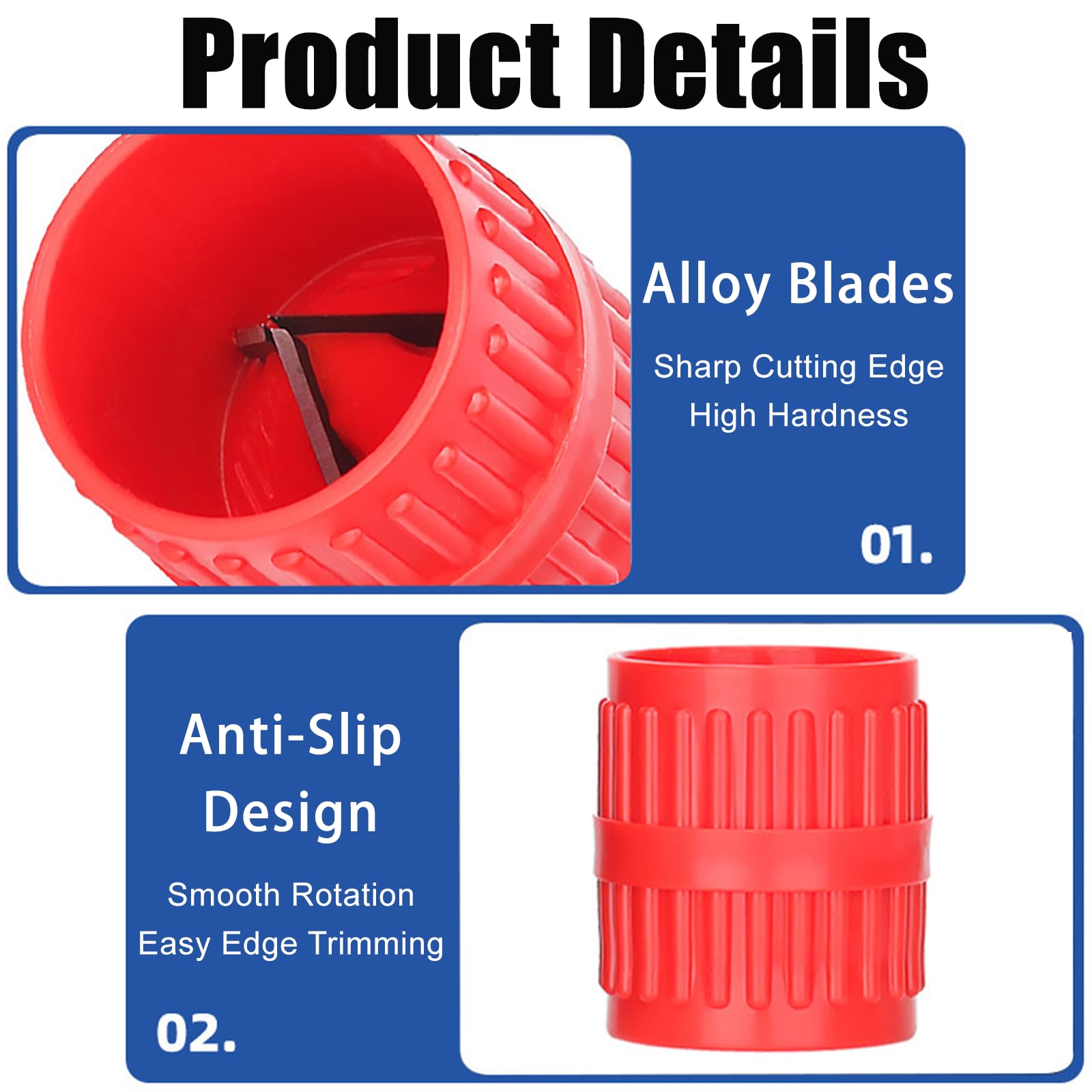 Herramienta de Desbarbado 2 en 1 Escariador Multicapa para Tuberías de Plástico y Cobre 5-38 mm Rojo