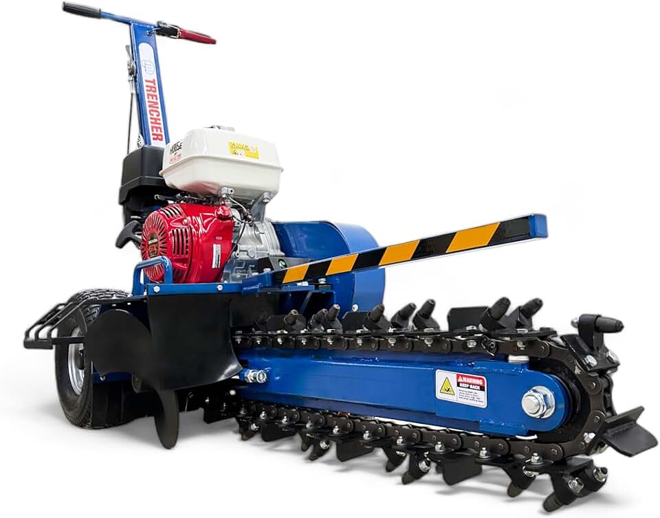 HOCTCR1500 Walk Behind Trencher Compatible with Honda GX390 13 HP EPA Engine + 25 INCH Digging Depth + 27 Tungsten Carbide Blades + 213.25 FT/HR TRENCHING Speed - Assembled in North America