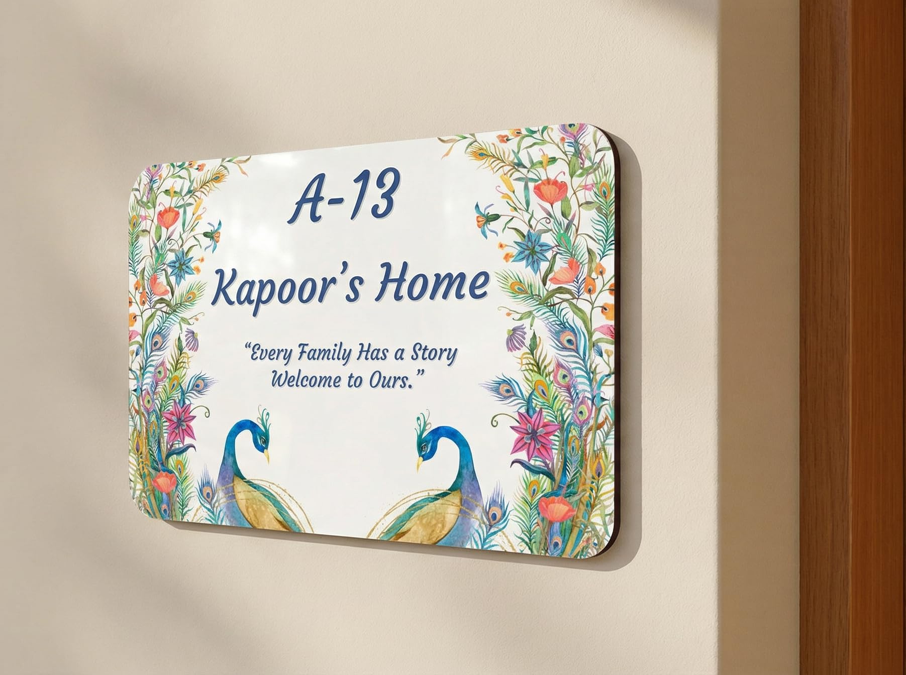 DELWOR Name Plate For Home Entrance Outdoor | Customized Name Plate | Wooden Customized House Number Plate | House Number Plate Outdoor | Home or Office Decorative Personalized Sign (30x20 CM)