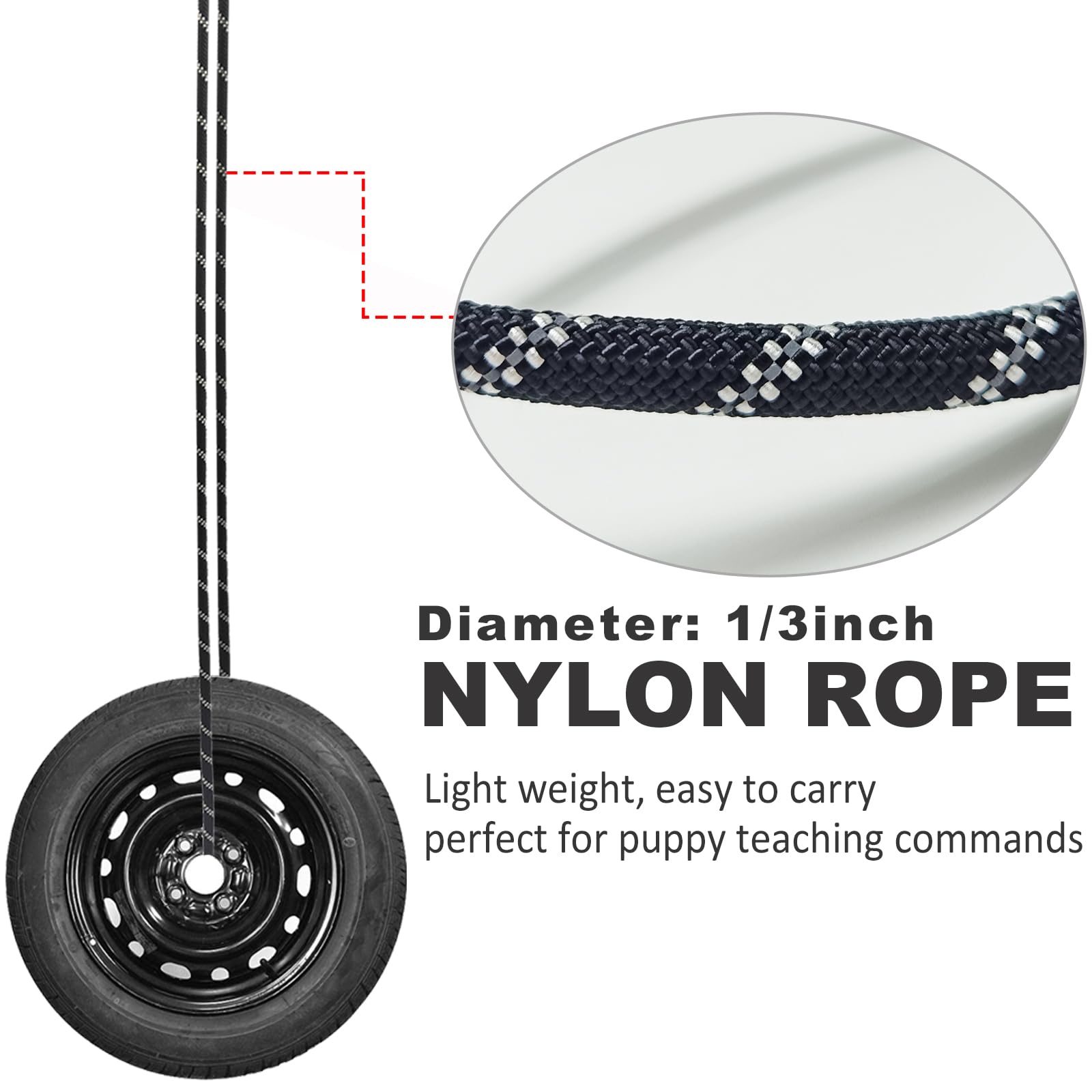 3,6 m lange Retrieverleine Hundeleine Anti-Erstickungs-Trainingsleine | Reflektierendes Seil für mittelgroße Hunde, kleine Welpen, Haustiere, 6,3 m, 9,7 m, 15 m
