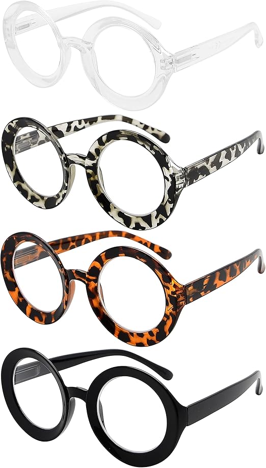 Eyekepper Pack of 4 Stylish Reading Glasses Fashion Round Reading Aid