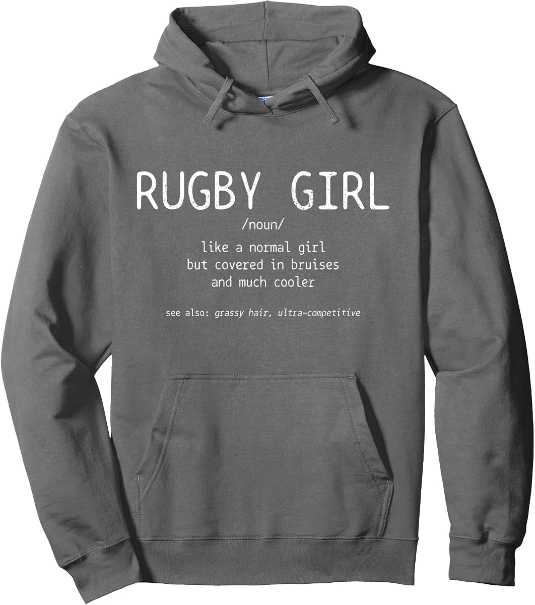 Sudadera con capucha para jugador de rugby con diseño de chica divertida