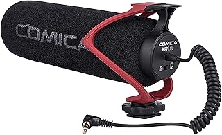 comica CVM-V30 LITE Video Microphone,Super-Cardioid Condenser On-Camera Shotgun Microphone for Canon Nikon Sony Panasonic DSLR Cameras,Mic for iPhone Android Smartphone with 3.5mm Jack(Red)