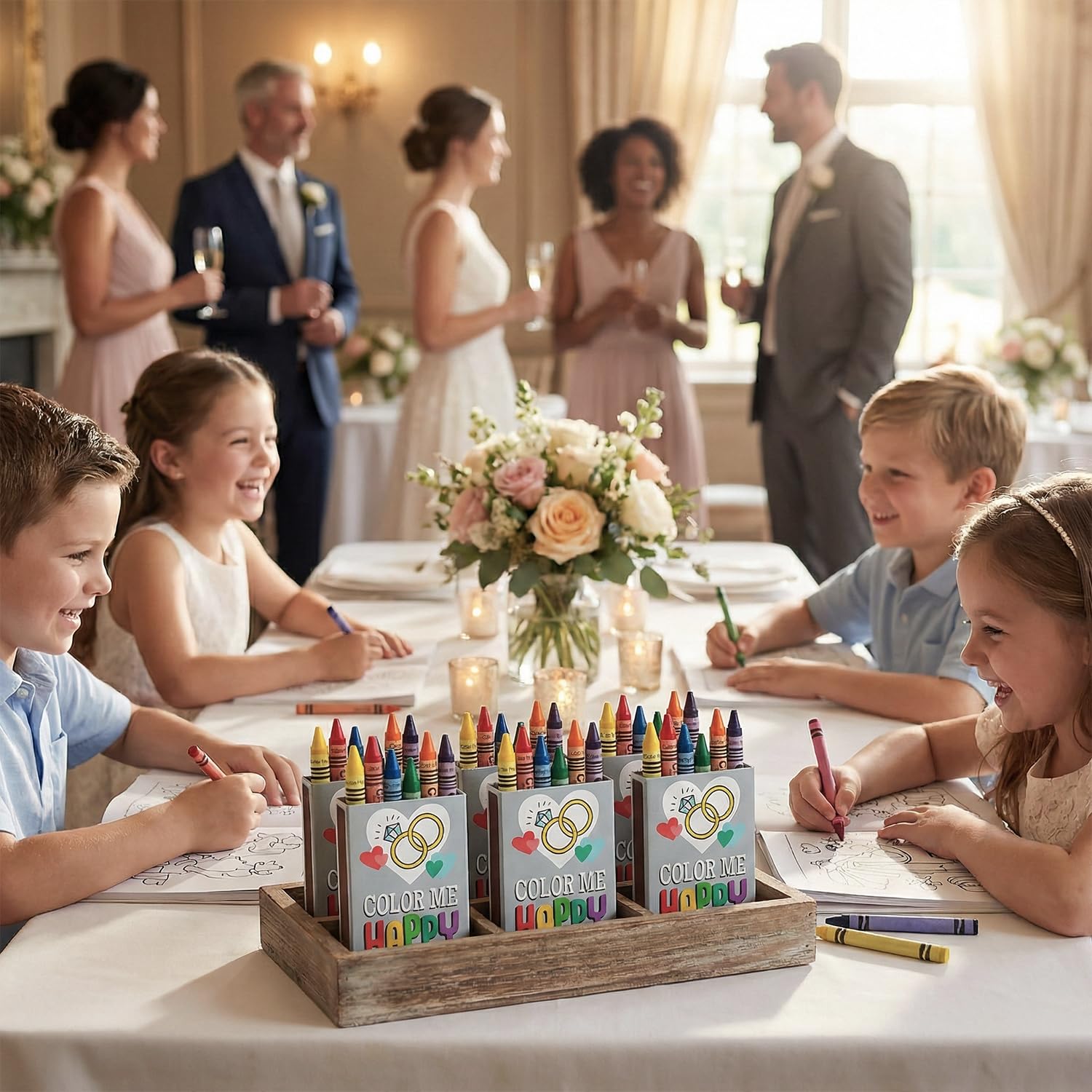 Fun Express Lebendige 6-farbige Hochzeitsmalstifte (7,6 cm), 24 Packungen – perfekt für Hochzeitskunstaktivitäten und Geschenktüten