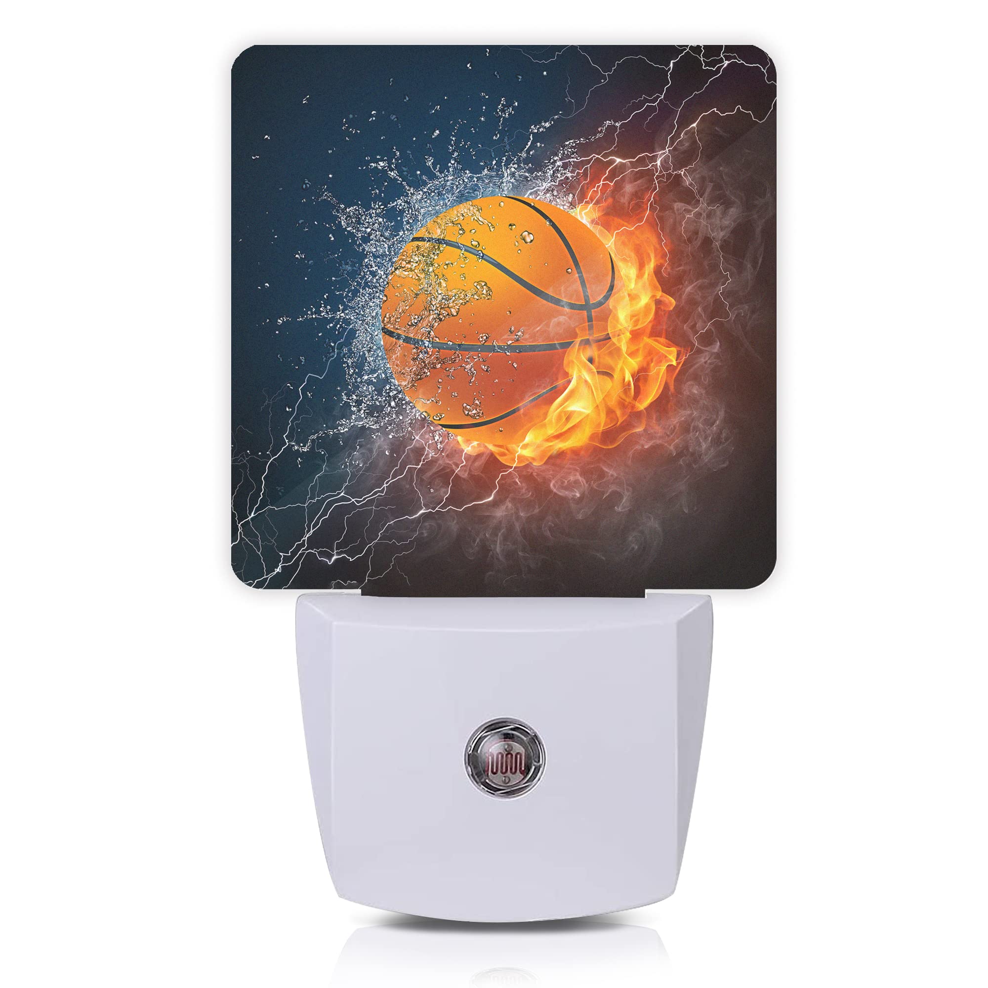 Basketball Night Light,Fire and Water Basketball Night Lights Plug into Wall for Boys Girls, Led Lights for Stairway/Hallway/Bedroom 0.5W Nightlight Sleep Friendly