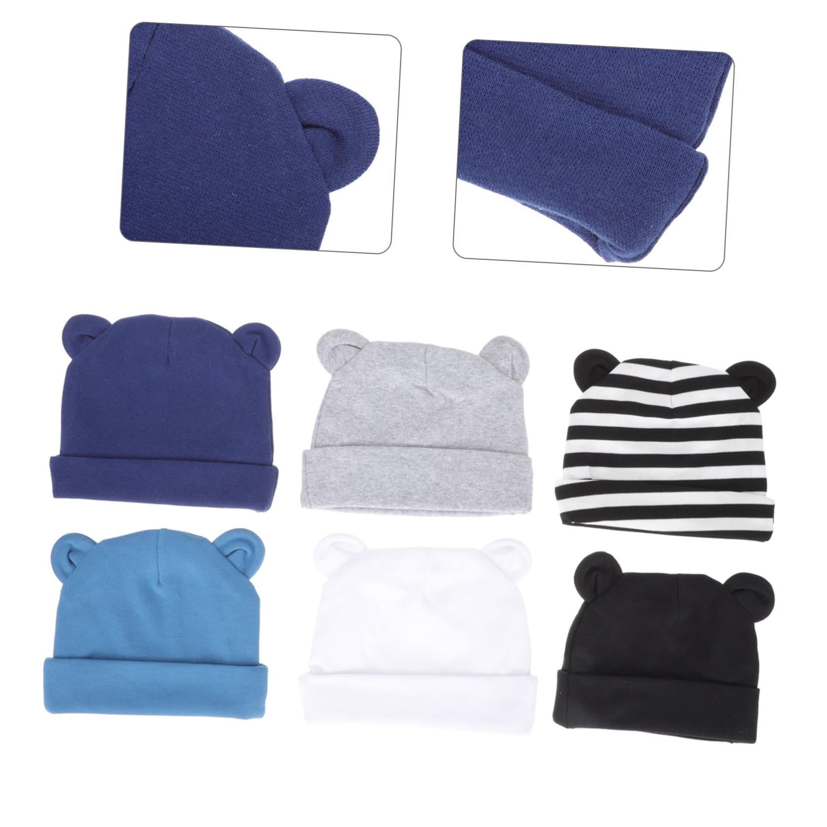 Beavorty 2 Sätze Teiliges Baumwollmützen Mit Süßen Bärenohren Atmungsaktiv Elastisch Unisex Für Neugeborene Jahr Streifen 6 Stück * 2