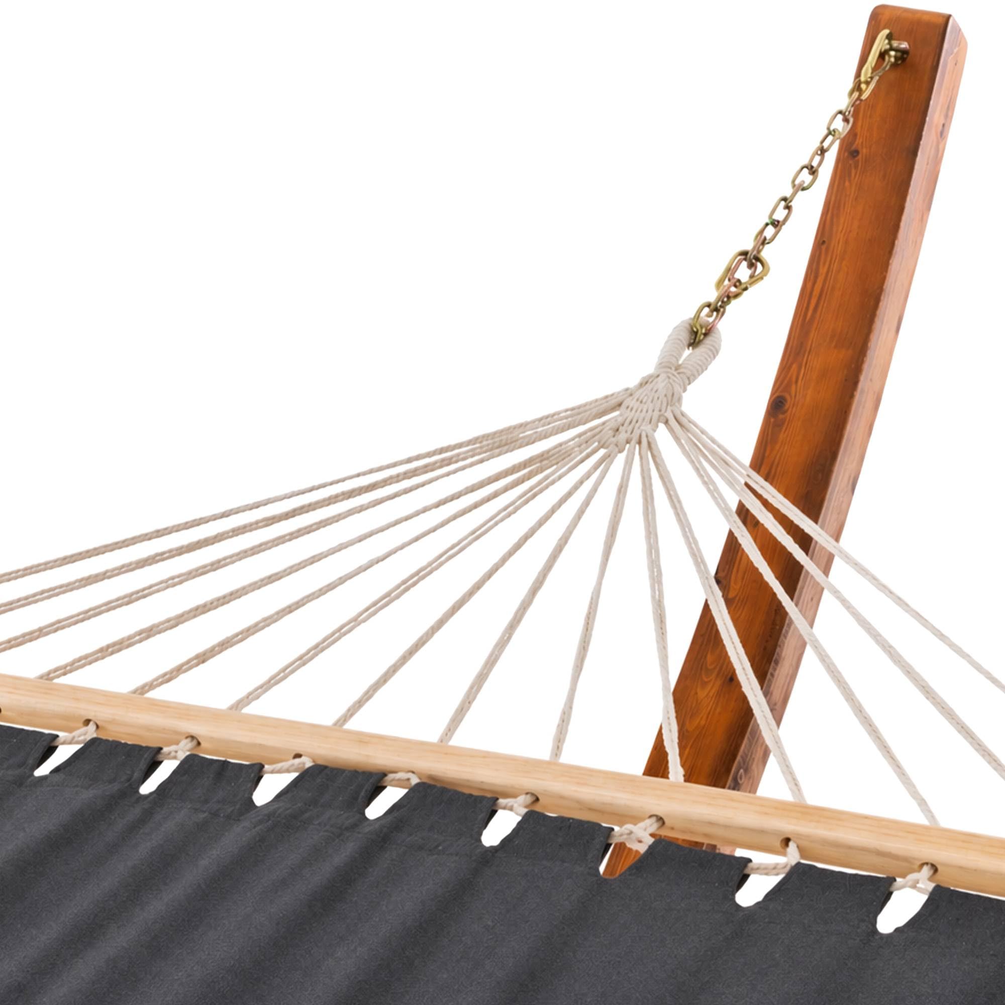 CLP Hängematte freistehend Miramar mit Holzgestell aus Eukalyptus, Hängemattengestell bis 150 kg belastbar, ideal für Garten, Terrasse, Balkon, Farbe:grau