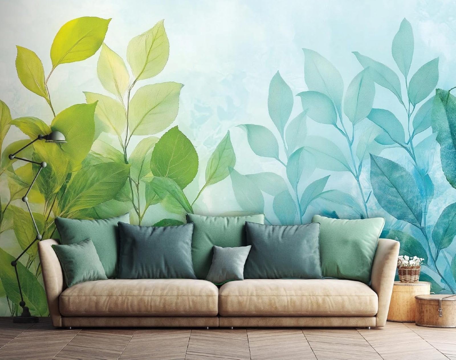 Kfjhgbdshhj 3D Mural Photo Mural-Wallpaper Leaves - For Living Room Bedroom - 3D Effect -Botanical Nature Green,400Cmx280cm Poster - Wall Sticker - Frameless Picture