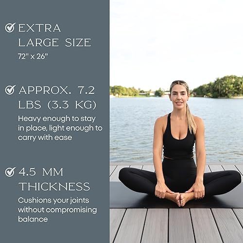 Miniatura 7 de FFLLOOWW BODY & SOUL Tapete de yoga antideslizante de alta calidad para entrenamiento en casa, gimnasio en casa, yoga y pilates, incluye correa