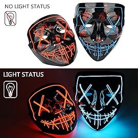 Poptrend Halloween Mask LED Light up Mask Scary mask for Festival Cosplay Halloween Costume Masquerade Parties,Carnival,Gift (2 Pack-A)
