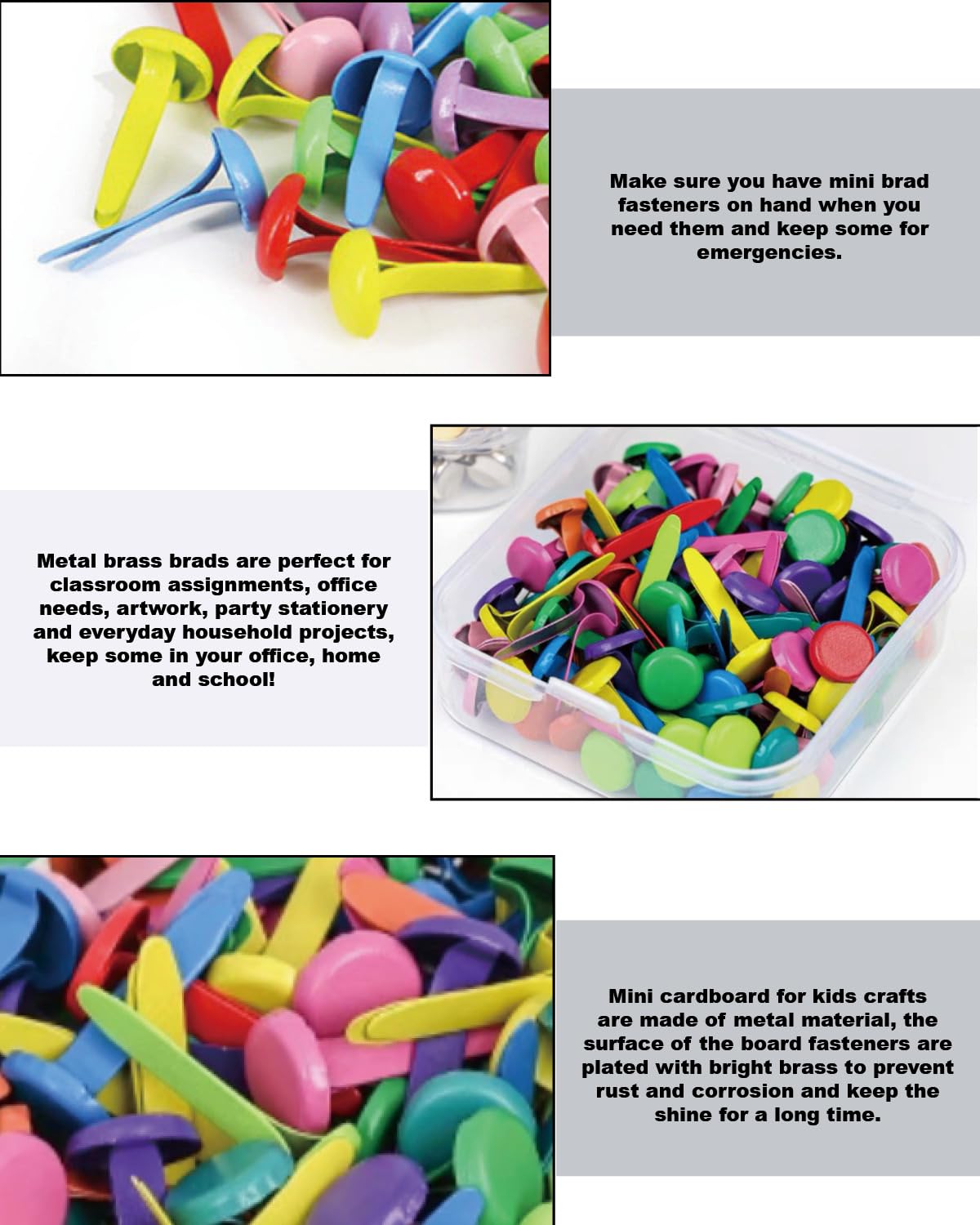 100 Pezzi Fermacampioni Piccoli Rotondi in Metallo per Scrapbooking, Decorazioni Artigianali