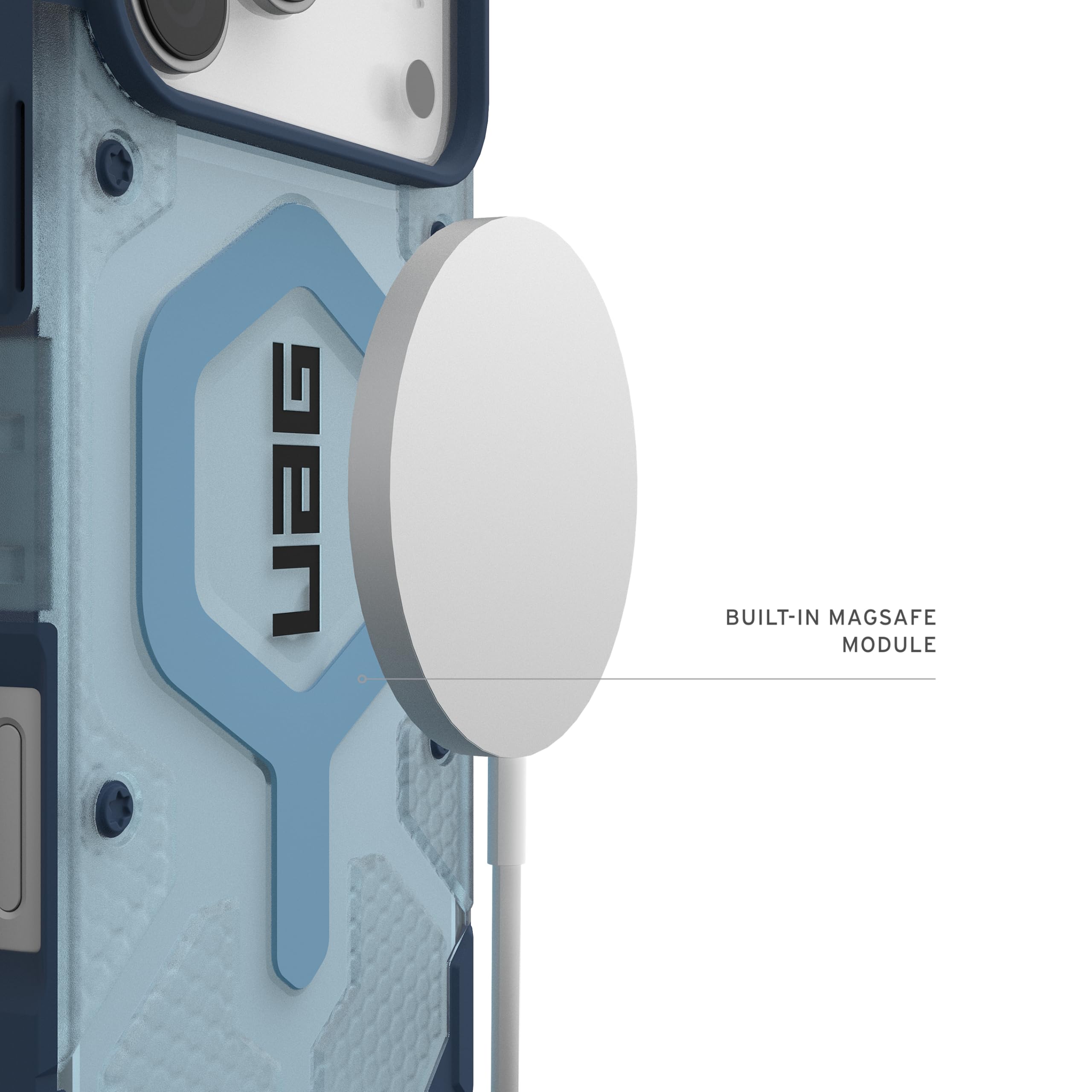 Urban Armor Gear Funda Pathfinder MS Compatible con Apple iPhone 17 Pro MAX Carga inalámbrica magnética Azul Negro Grafito