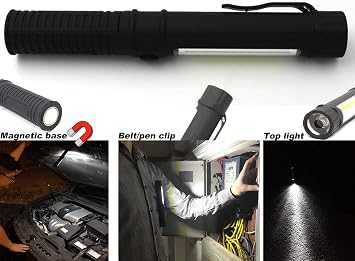 COB LED Work Flashlight with Magnetic Base and Clip Multi-Function Pocket Pen Light Inspection Work Light, 4 PCS | DualLight, Magnet & Clip HandsFree, Waterproof Compact