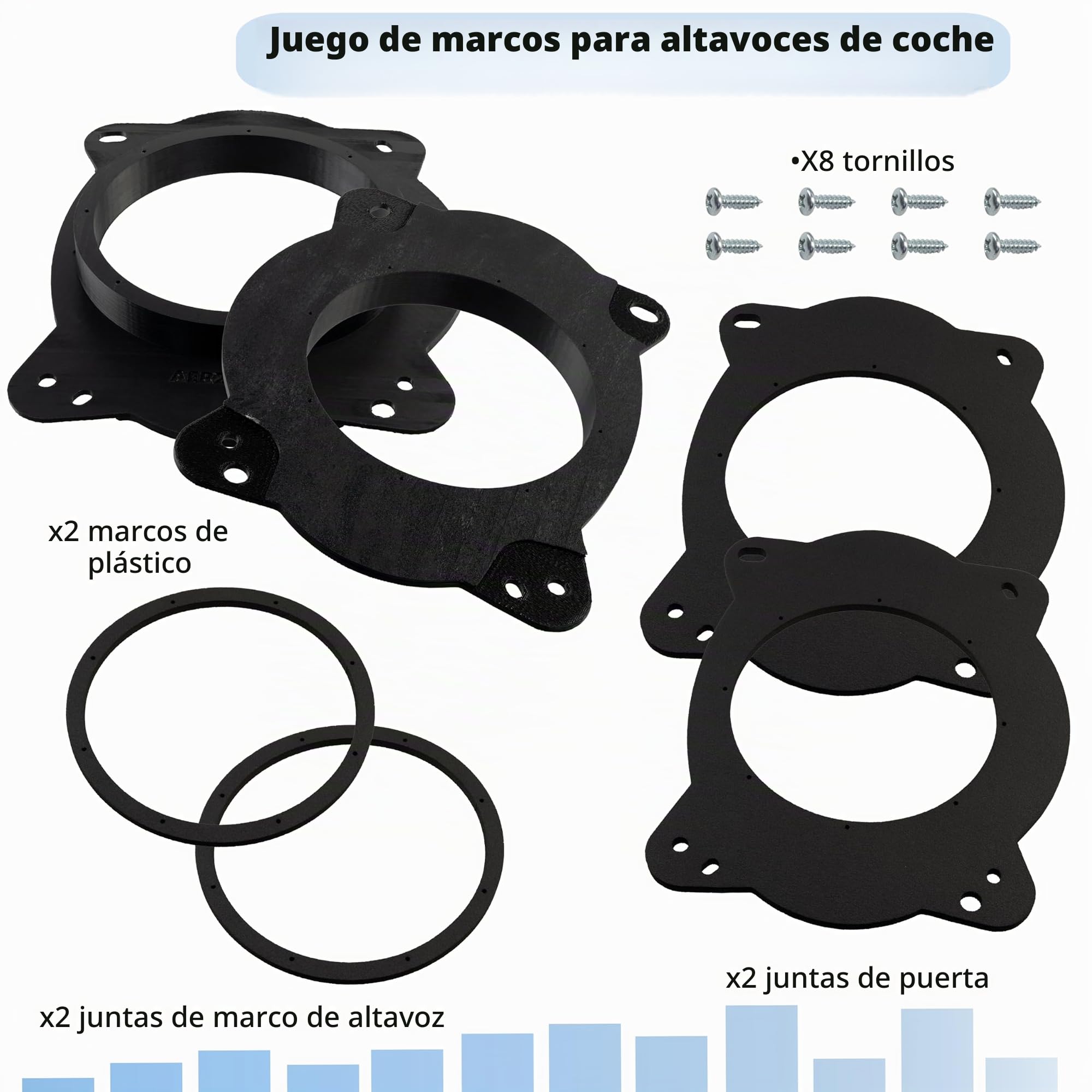 AERZETIX Kit de 2 adaptadores para Altavoces Ø165 mm Compatible con Toyota Land Cruiser J200 / Highlander II/III/IV/Camry V/Vi/Prius III/Subaru Outback V/Vi/Forester V/Lexus RX II/III