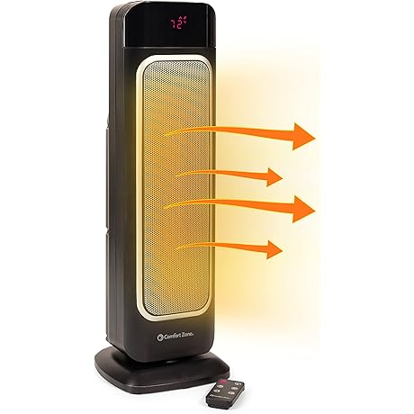 Comfort Zone CZ523RBK 24" Electric Tower Space Heater