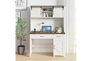 Farmhouse Executive Computer Cabinet with Storage and Hutch
