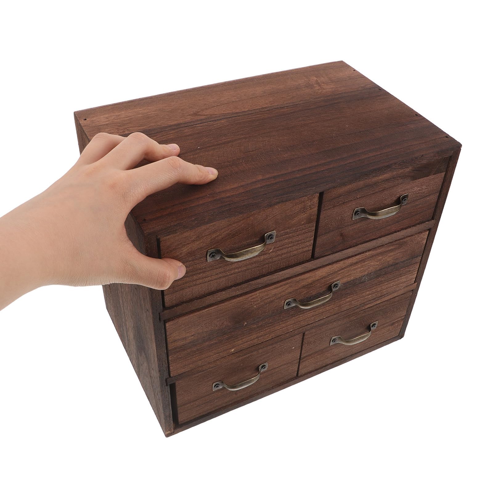 Organizer da Scrivania in Legno con 5 Cassetti Multilivello, Struttura Stabile e Design Naturale per Vanità e Camera