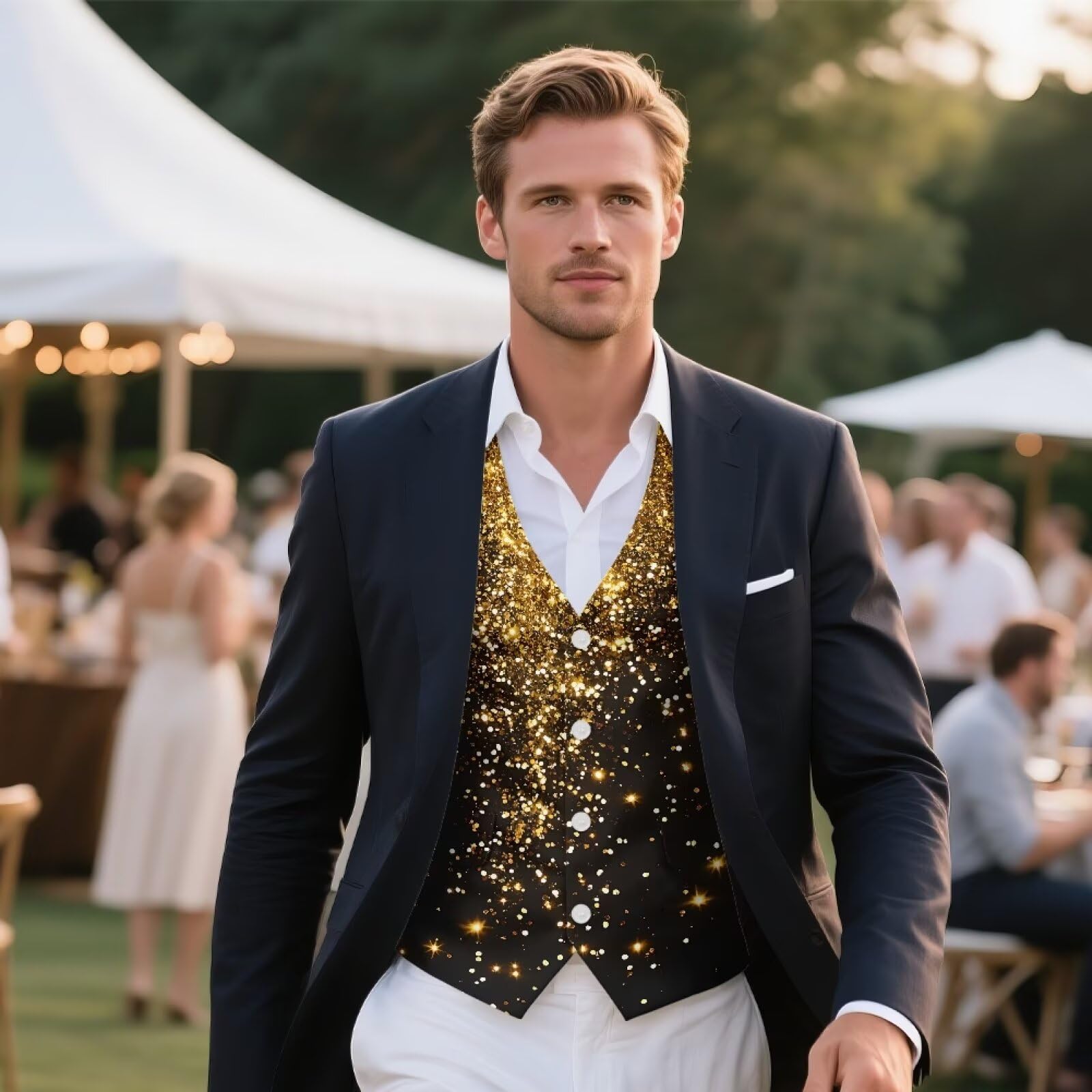 Chaleco de traje para hombre, vestido formal de negocios, ajustado, para trabajo, boda, chaleco con bolsillos para trajes de esmoquin