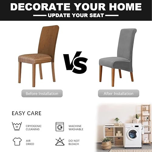 Miniatura 6 de Dining Chair Covers Velvet Stretch Chair Covers for Dining Room Set of 246 Parson Chair Slipcovers Chair Protectors Covers Soft Thick Fabric
