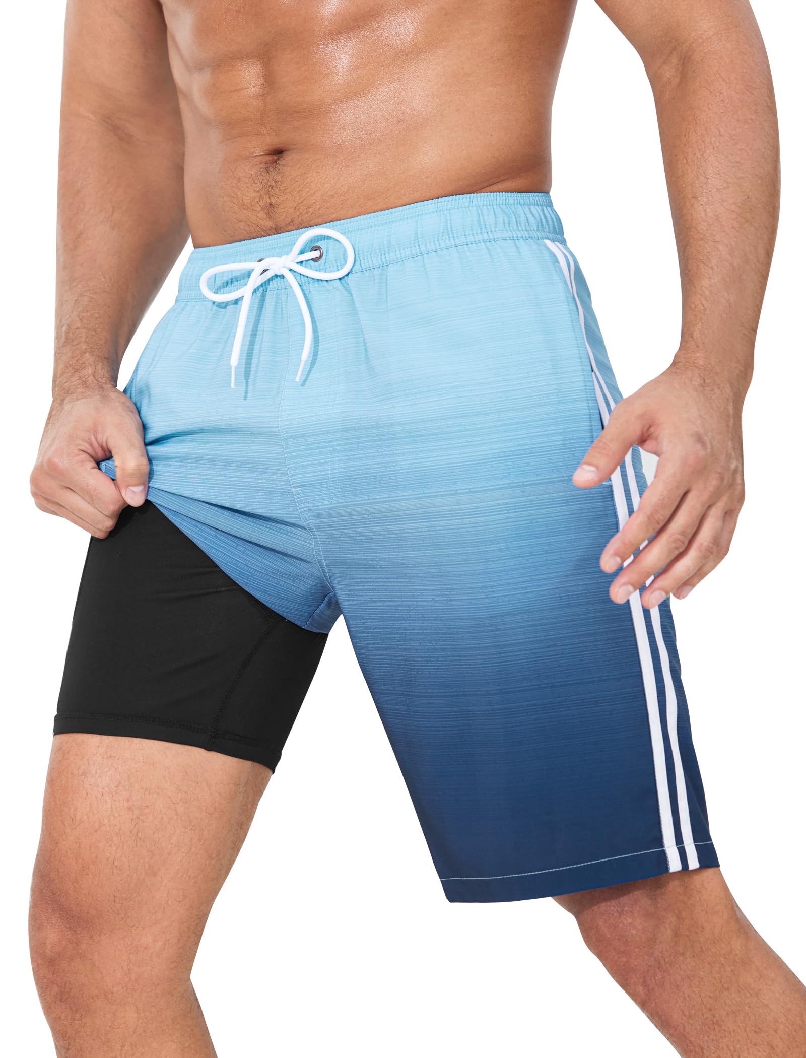 Mens Athletic Basketball Shorts - 9 Cool Dry Gym Workout Shorts with Liner and Zipper Pockets