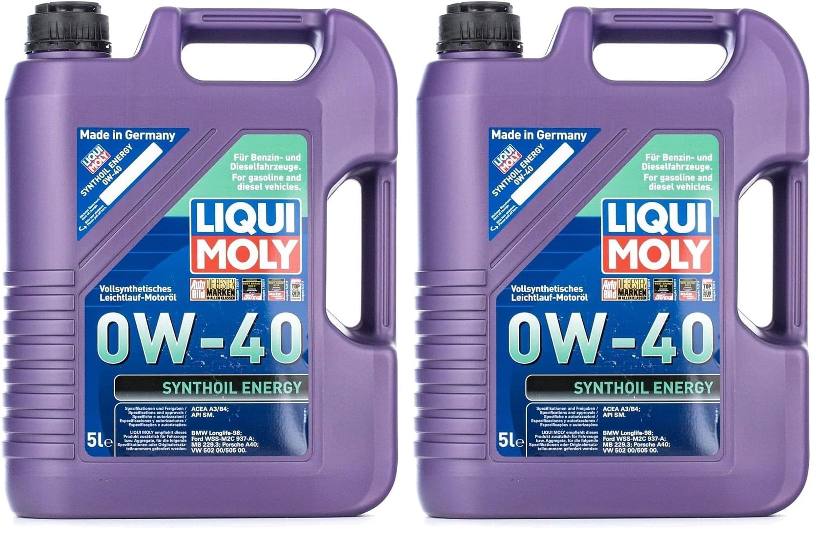 LIQUI MOLY Synthoil Energy 0W-40 | 5 L | vollsynthetisches Motoröl | Art.-Nr.: 1361 (Packung mit 2)