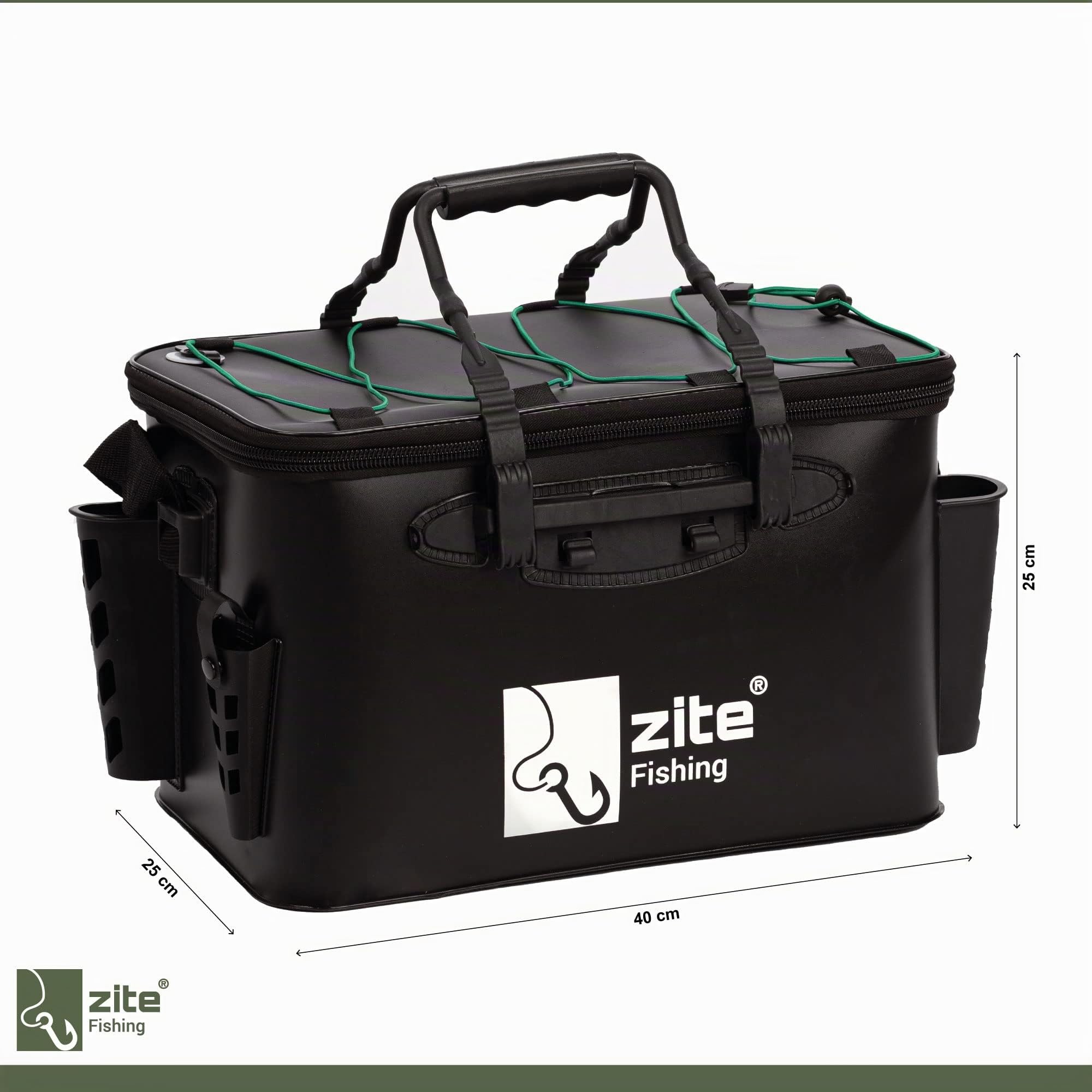 Zite Fishing Angeltasche wasserdicht - Eva Spinntasche mit Tragegriff & Schultergurt - Angeltaschen für Bootsangeln & Spinnfischen, wasserdichte Taschen für Boote, Fischer Tasche, Fischertasche