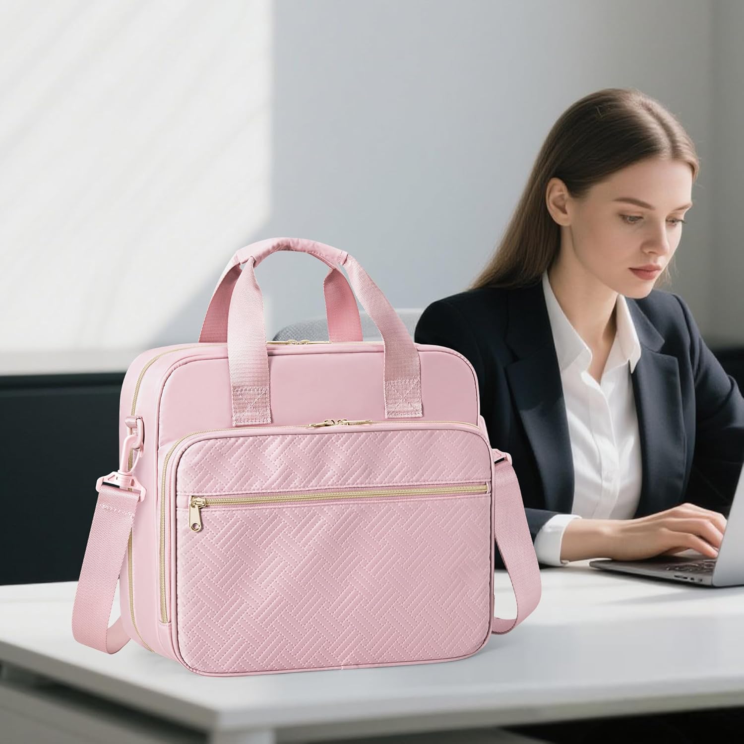 3 Ring Zipper Binder 2 Inch, Accordion File Organizer with Shoulder Strap, Zip Up Binder with 500-Sheet Capacity, Pink