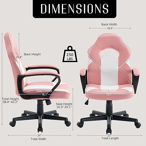 Miniatura 3 de Silla ergonómica para computadora y juegos, estilo de carreras, ejecutiva, para oficina en casa, de cuero sintético, para adultos, adolescentes,