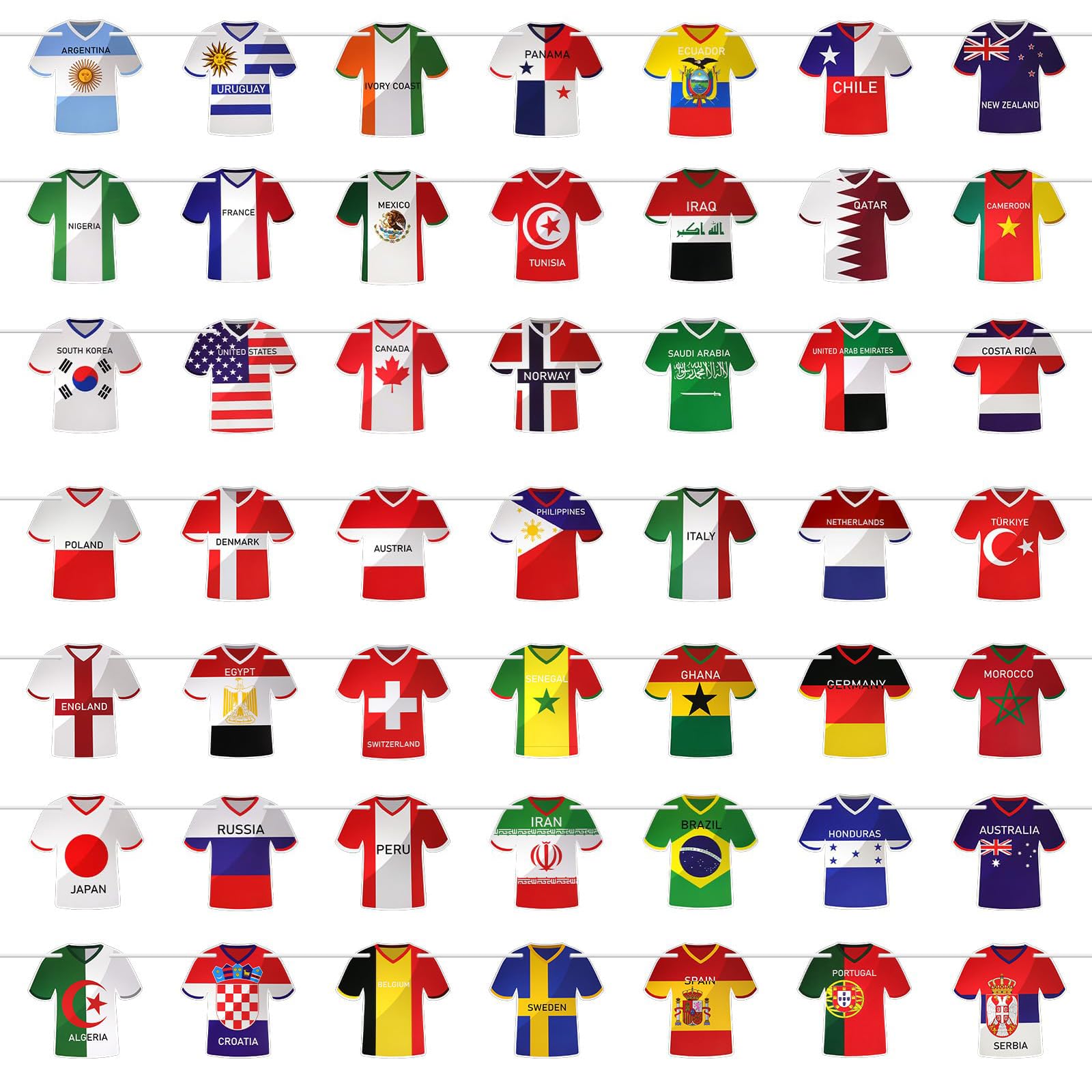 2026 Flags Of the World Series Banner for Soccer World Cup Bunting 48 National Team Jersey Banner Decoration for Party Bar