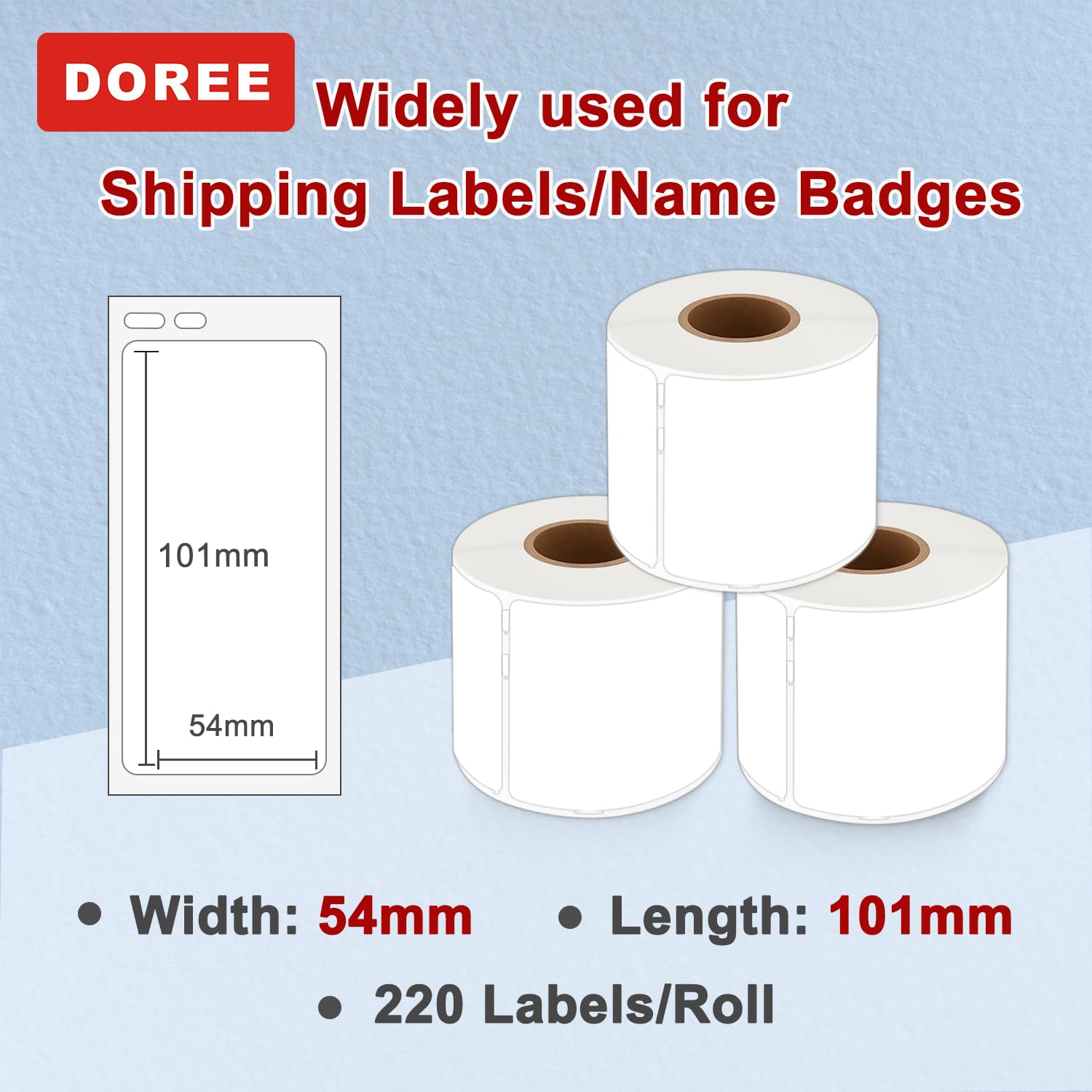 DOREE confezione da 20 etichette indirizzo 99014 S0722430, 54 x 101 mm,220 etichette per rotolo, compatibile con Dymo LabelWriter 4XL 450 400 330 320 311.