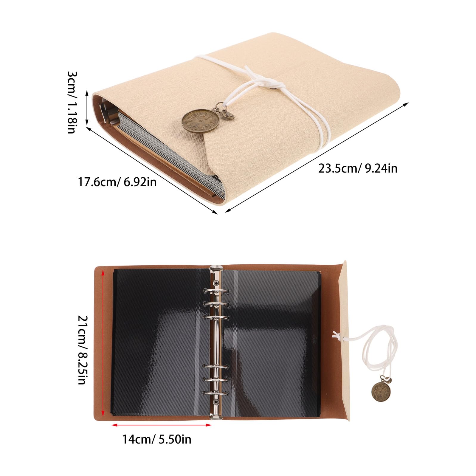 Selbstgemacht Fotoalbum mit Umschlagseiten aus Pu Ringbuch für Weihnachten Hochzeit Reisen Erinnerungen Beige