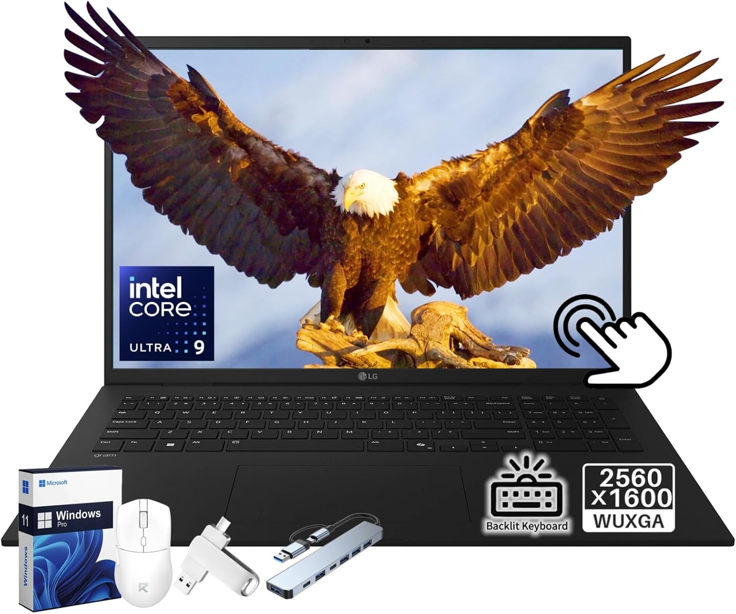 LG Gram 17 2025 Business Laptop, 17 inch 2.5K Touchscreen Anti-Glare Display, Intel Ultra 9 288V, 32 GB LPDDR5X 8533MHz, 2 TB SSD, Intel Arc Graphic, Backlit KB, WiFi 7, Copilot AI, Windows 11 Pro