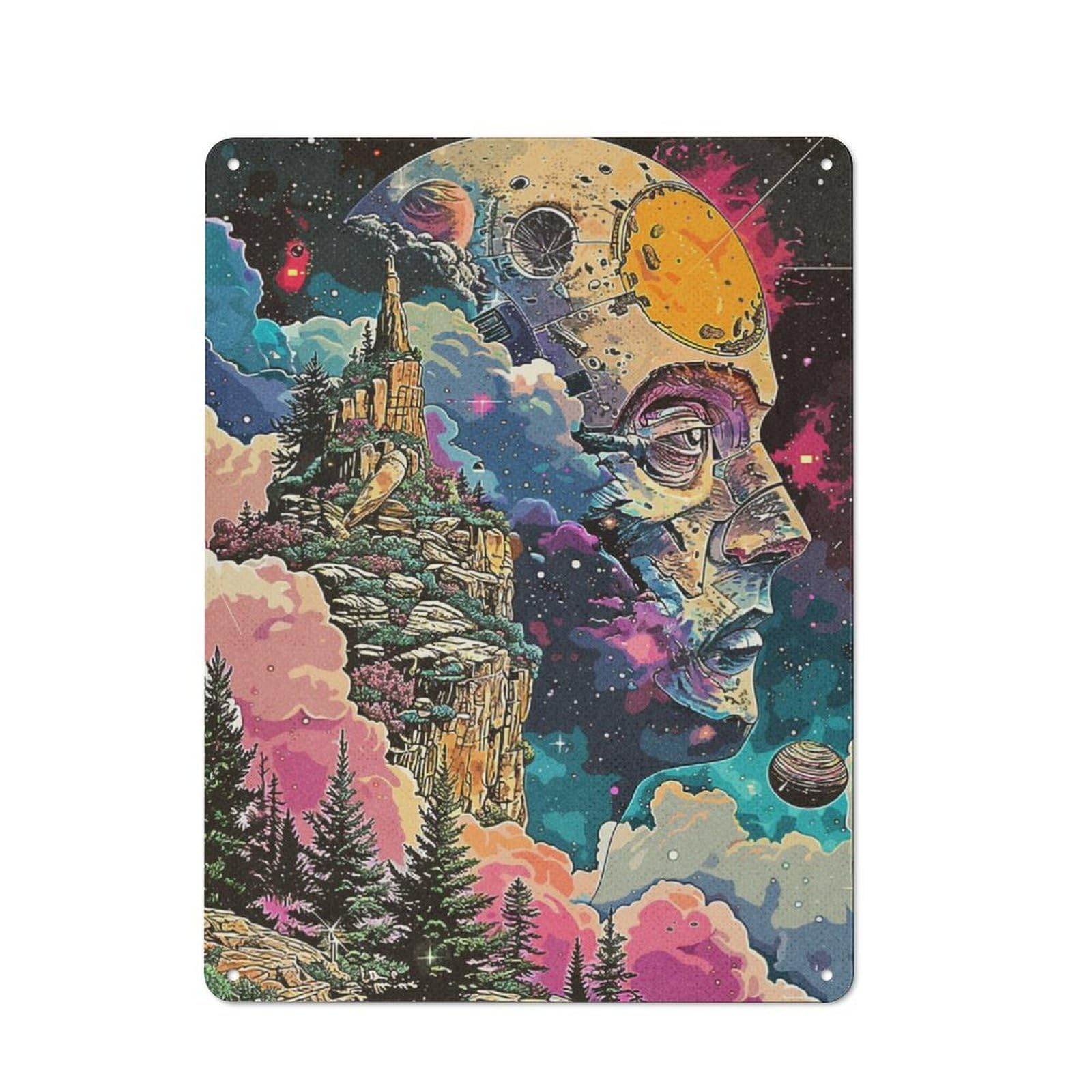 Junmoney Abstract Space Vintage Tin Sign 40X30cm Featuring For Workshop Wall, Gift For Metal Sign Collectors During The Christmas Season