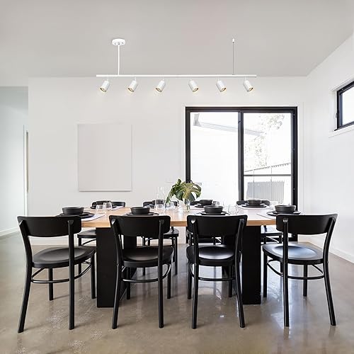 Miniatura 3 de GLOBE Electric 64000124 - Iluminación de riel de 55 pulgadas con 6 luces de altura ajustable, blanco mate, cabezales giratorios, lámpara de techo