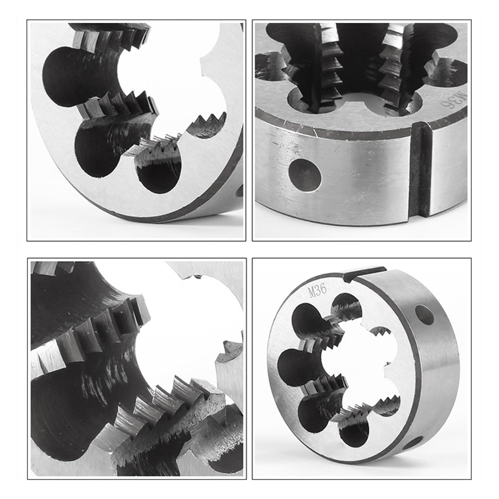 Troquel de roscar a derechas para roscar a máquina HSS-CO M35 8% Cobalto Rosca Redonda Mano Derecha Externa for Acero Inoxidable M6 a M33(5 Pcs Hss-co,M10x1)