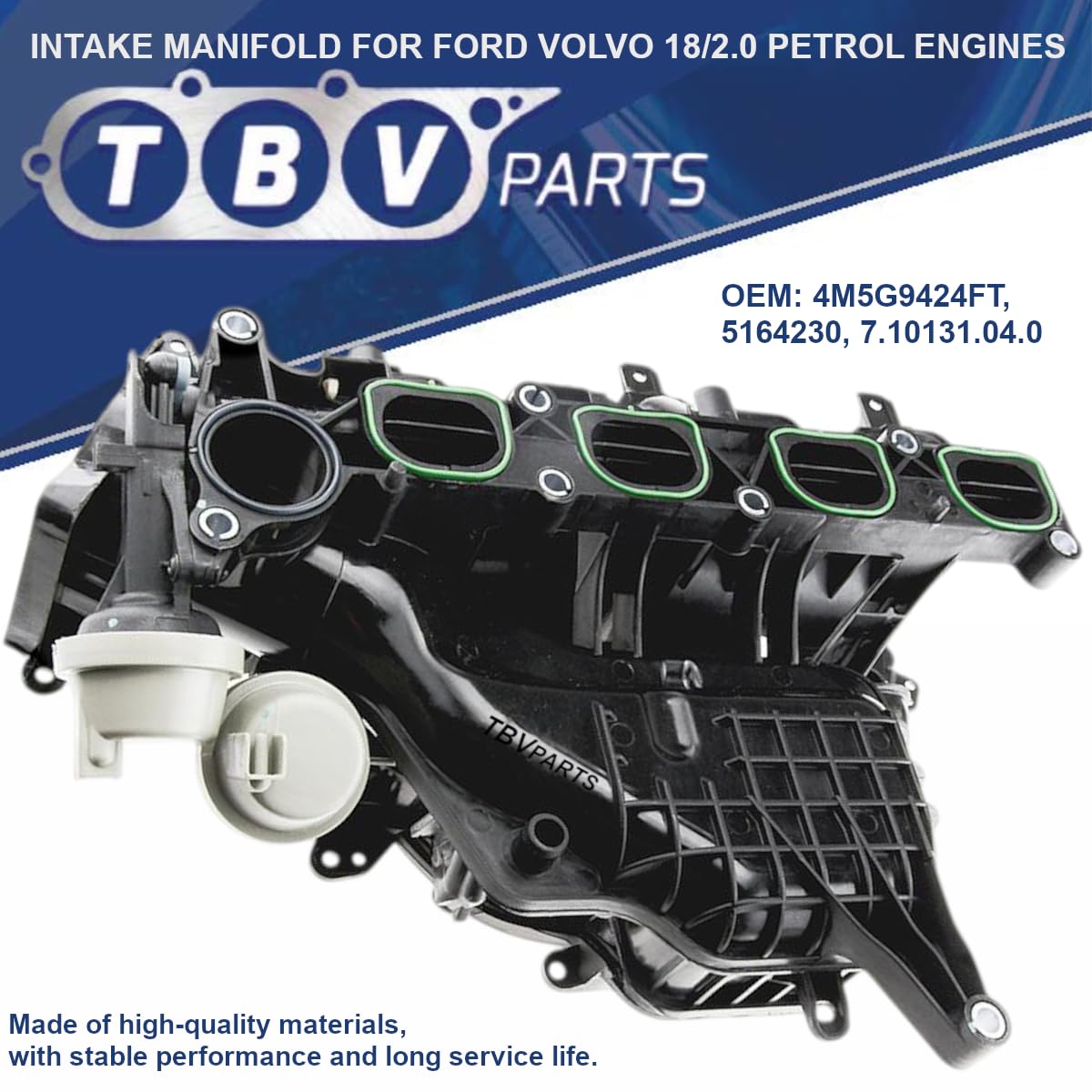 Colector de admisión con juntas, compatible con motores 1.8 y 2.0 gasolina y Flexifuel · Referencias OEM 4M5G9424FT, 5164230, 2100040, 7.10131.04.0 · válido para múltiples vehículos compactos