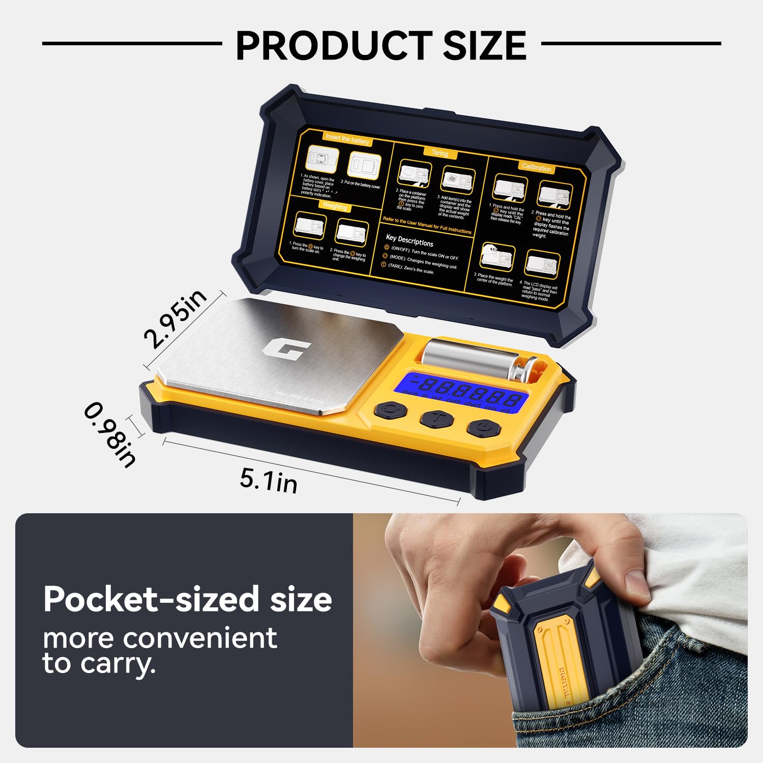 GRAM PRES Digital Pocket Gram Scales 300g x 0.01g Accuracy Small Portable Precision Scale with Digital Weight in Grams and Oz for Jewellery Diamonds - Image 3