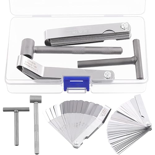 Tanstic 4Pcs Valve Adjusting Tool Kit, Motorcycle Scooter Valve Tool, Engine Valve Screw Repair Wrench, Valve Tappet Adjusting Square Hexagonal Hole Tool with Straight Offset Feeler Gauge Set