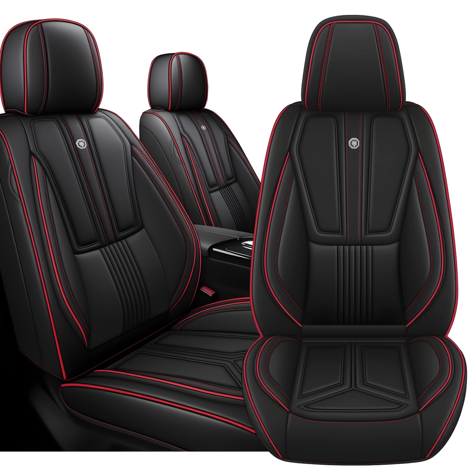 Front Car Seat Covers for Chevrolet Chevy Camaro 2016-2024,Black&amp;Red Line