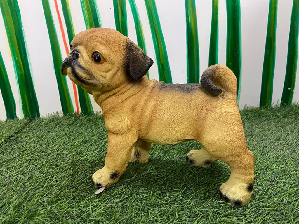The Decorshed Pug Dog for Garden Decoration, Home Decoration, Kids Room Decor, Real Looking Dog Figure(Pug Dog pak of 1, Light Brown) 2