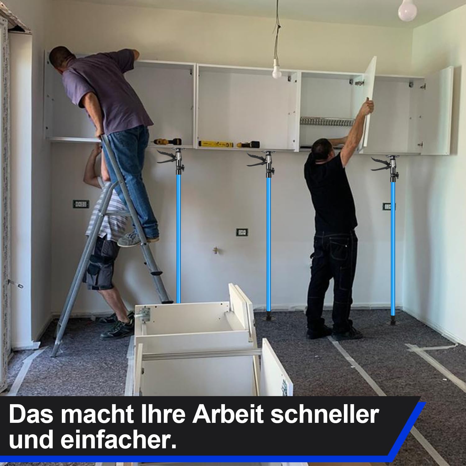 Deckenstütze 2er Set,Zargenspanner höhenverstellbar Montagestütze 115-290cm und bis 45°,teleskopstützen 50 kg Tragkraft, Montagestütze für Werkstatt, Atelier, Malerarbeiten